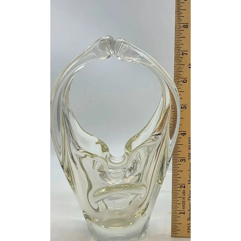 ITALIAN MURANO MCM ART GLASS BASKET ABSTRACT WITH POLISHED PONTIL 8